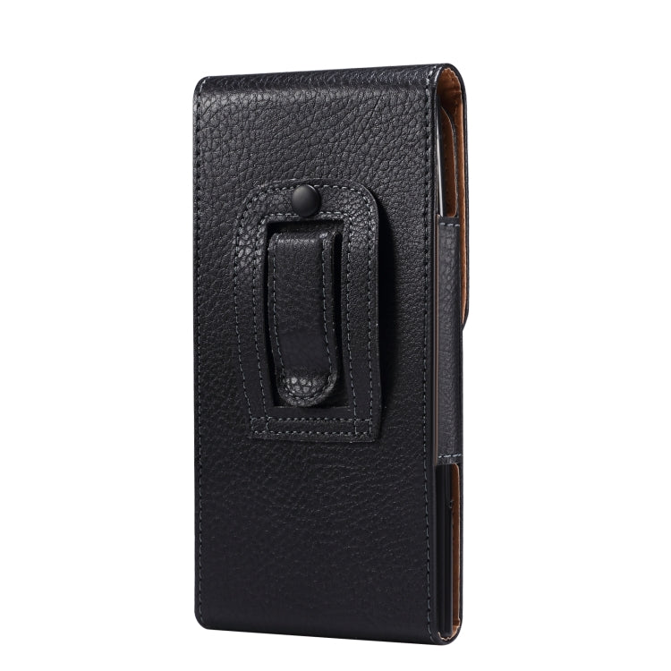 Men Litchi Texture Leather Portable Mobile Phone Waist Bag for 6.9 inch or below, 6.9 inch Litchi Texture