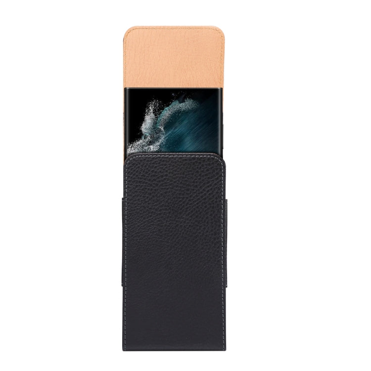 Men Litchi Texture Leather Portable Mobile Phone Waist Bag for 6.9 inch or below, 6.9 inch Litchi Texture