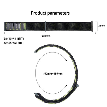 Nylon Loop Watch Band For Apple Watch Series, 7 45mm / 6&SE&5&4 44mm / 3&2&1 42mm, 7 41mm / 6&SE&5&4 40mm / 3&2&1 38mm