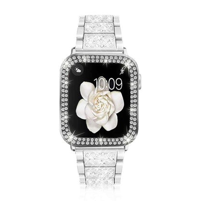 Diamond Metal Watch Band For Apple Watch Series, 7 45mm / 6&SE&5&4 44mm / 3&2&1 42mm, 7 41mm / 6&SE&5&4 40mm / 3&2&1 38mm