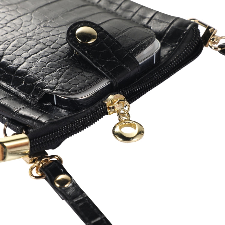 Stone Texture Card Holder Mobile Phone Bag, with Short Strap, with Long Strap, Zipper with Long Strap
