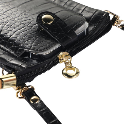 Stone Texture Card Holder Mobile Phone Bag, with Short Strap, with Long Strap, Zipper with Long Strap