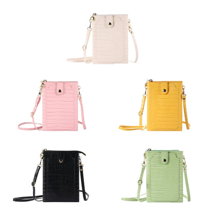 Stone Texture Card Holder Mobile Phone Bag, with Short Strap, with Long Strap, Zipper with Long Strap