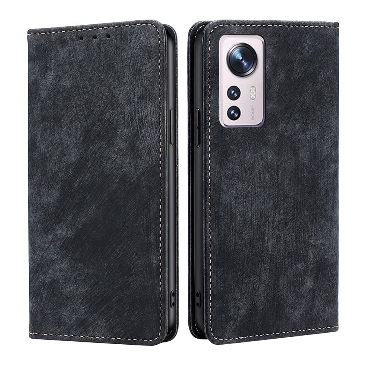 RFID Anti-theft Brush Magnetic Leather Phone Case, For Xiaomi Redmi Note 10 JE  Japan, For Xiaomi 12, For Xiaomi 12S Ultra, For Xiaomi Poco C40, For Xiaomi Poco M4 5G, For OnePlus Nord CE 2 5G