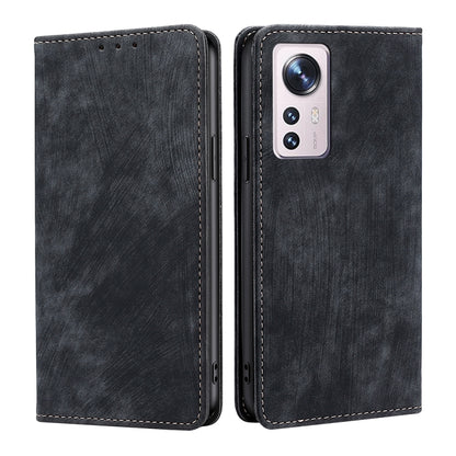 RFID Anti-theft Brush Magnetic Leather Phone Case, For Xiaomi Redmi Note 10 JE  Japan, For Xiaomi 12, For Xiaomi 12S Ultra, For Xiaomi Poco C40, For Xiaomi Poco M4 5G, For OnePlus Nord CE 2 5G