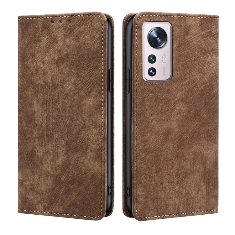 RFID Anti-theft Brush Magnetic Leather Phone Case, For Xiaomi Redmi Note 10 JE  Japan, For Xiaomi 12, For Xiaomi 12S Ultra, For Xiaomi Poco C40, For Xiaomi Poco M4 5G, For OnePlus Nord CE 2 5G