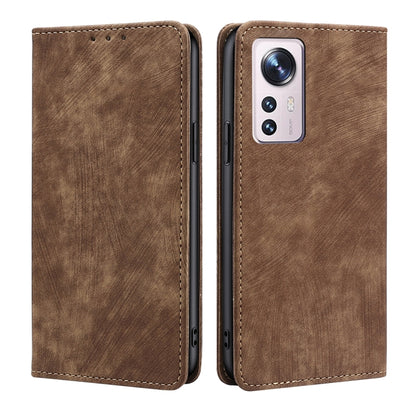 RFID Anti-theft Brush Magnetic Leather Phone Case, For Xiaomi Redmi Note 10 JE  Japan, For Xiaomi 12, For Xiaomi 12S Ultra, For Xiaomi Poco C40, For Xiaomi Poco M4 5G, For OnePlus Nord CE 2 5G