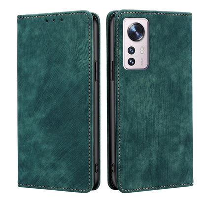 RFID Anti-theft Brush Magnetic Leather Phone Case, For Xiaomi Redmi Note 10 JE  Japan, For Xiaomi 12, For Xiaomi 12S Ultra, For Xiaomi Poco C40, For Xiaomi Poco M4 5G, For OnePlus Nord CE 2 5G