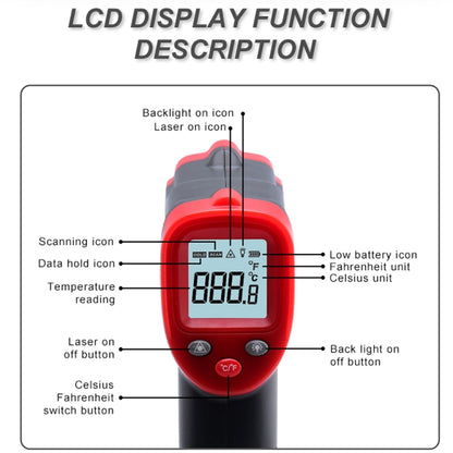 Wintact WT319B LCD Display Infrared Thermometer, Battery Not Included, WT319B