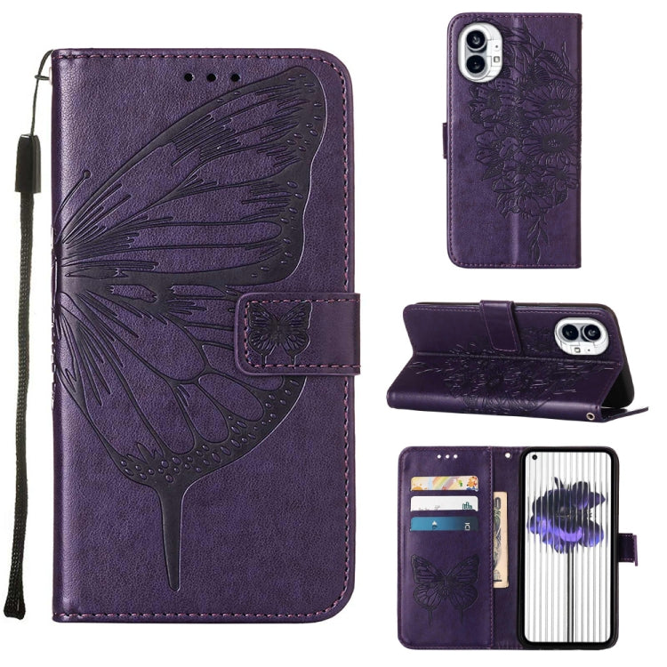 Embossed Butterfly Leather Phone Case, For Nothing Phone 1