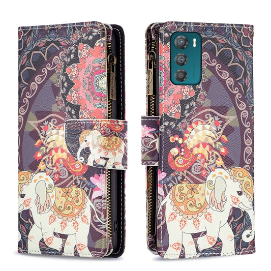 Colored Drawing Pattern Zipper Leather Phone Case, For Motorola Moto G42 4G, For Motorola Moto G62, For Nothing Phone 1, For OPPO A57 4G, For Realme C30