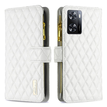 Diamond Lattice Zipper Wallet Leather Flip Phone Case, For Motorola Moto G42 4G, For Motorola Moto G62, For Nothing Phone 1, For OPPO A57 4G, For Realme C30