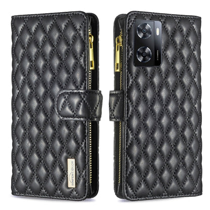 Diamond Lattice Zipper Wallet Leather Flip Phone Case, For Motorola Moto G42 4G, For Motorola Moto G62, For Nothing Phone 1, For OPPO A57 4G, For Realme C30