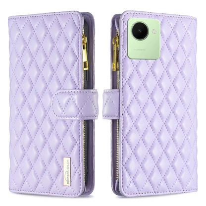 Diamond Lattice Zipper Wallet Leather Flip Phone Case, For Motorola Moto G42 4G, For Motorola Moto G62, For Nothing Phone 1, For OPPO A57 4G, For Realme C30