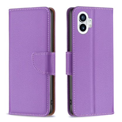 Litchi Texture Pure Color Leather Phone Case, For Nothing Phone 1