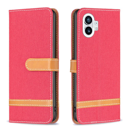 Color Matching Denim Texture Leather Phone Case, For Nothing Phone 1
