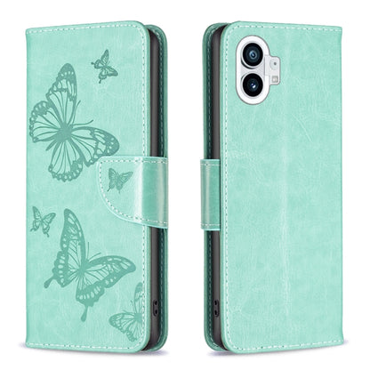 Two Butterflies Embossing Leather Phone Case, For Nothing Phone 1