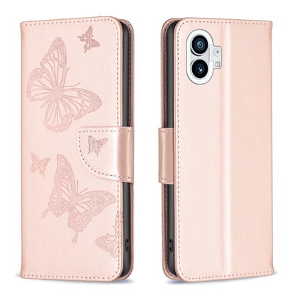Two Butterflies Embossing Leather Phone Case, For Nothing Phone 1