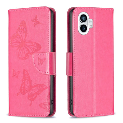 Two Butterflies Embossing Leather Phone Case, For Nothing Phone 1