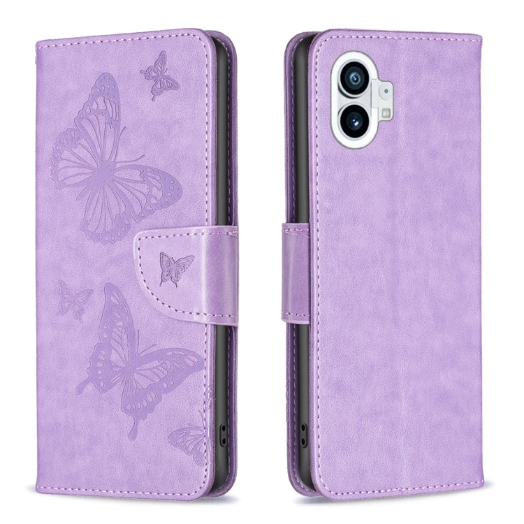 Two Butterflies Embossing Leather Phone Case, For Nothing Phone 1