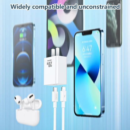 REMAX RP-U5 Extreme 2 Series 20W PD Charger + 1m USB-C / Type-C to 8 Pin Fast Charge Data Cable Set, CN Plug, EU Plug, US Plug