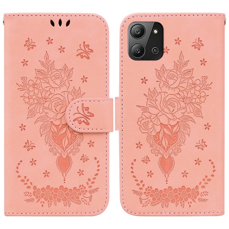 Butterfly Rose Embossed Leather Phone Case, For Infinix Hot 11 2022, For Infinix Note 12 VIP, For Tecno Spark 9 Pro