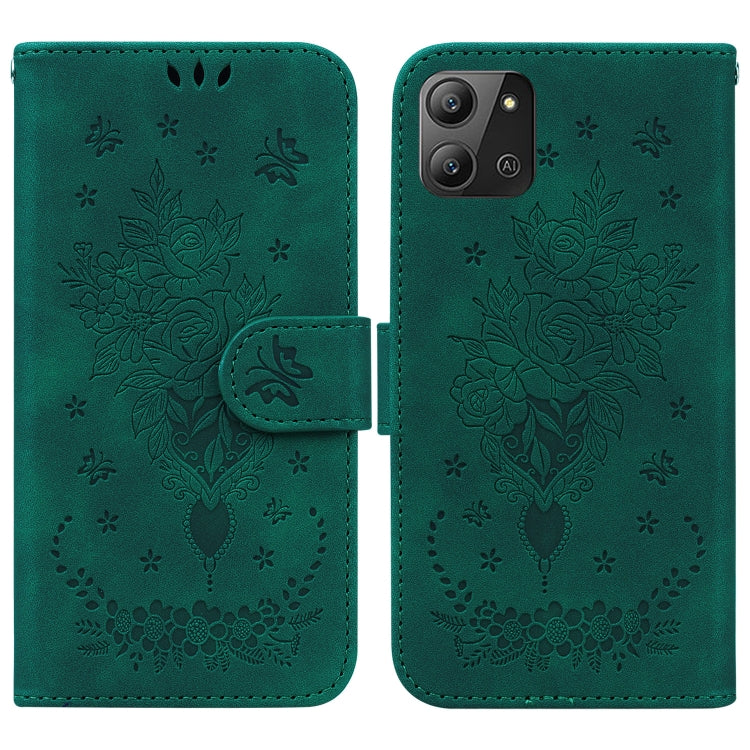 Butterfly Rose Embossed Leather Phone Case, For Infinix Hot 11 2022, For Infinix Note 12 VIP, For Tecno Spark 9 Pro