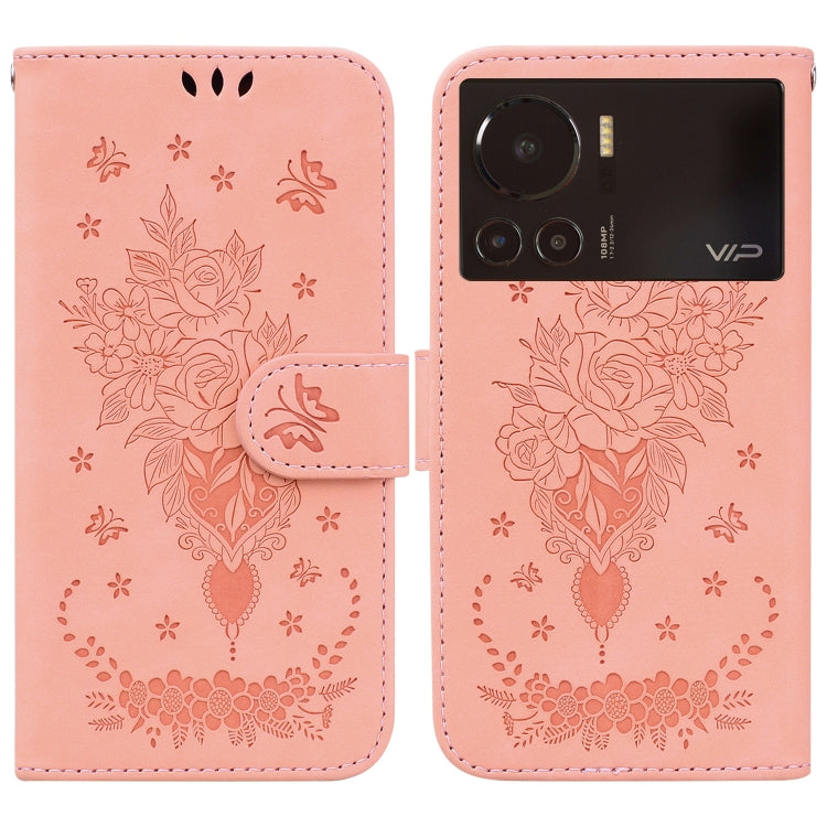Butterfly Rose Embossed Leather Phone Case, For Infinix Hot 11 2022, For Infinix Note 12 VIP, For Tecno Spark 9 Pro