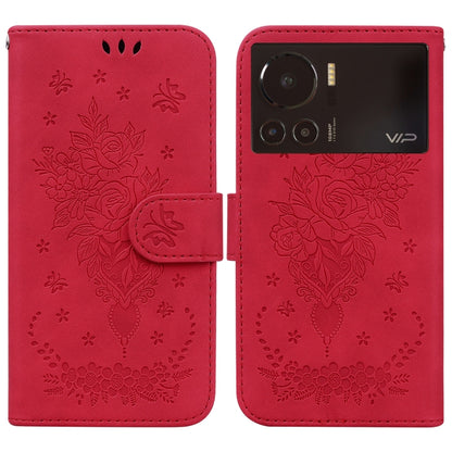 Butterfly Rose Embossed Leather Phone Case, For Infinix Hot 11 2022, For Infinix Note 12 VIP, For Tecno Spark 9 Pro