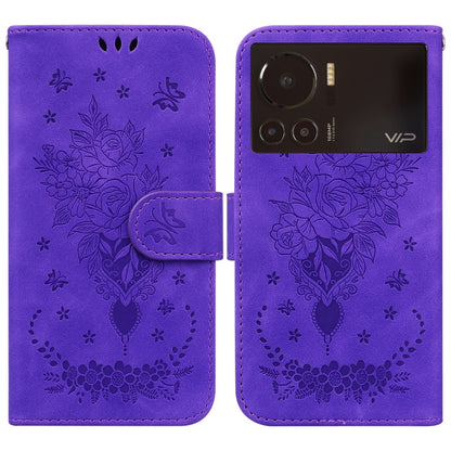 Butterfly Rose Embossed Leather Phone Case, For Infinix Hot 11 2022, For Infinix Note 12 VIP, For Tecno Spark 9 Pro