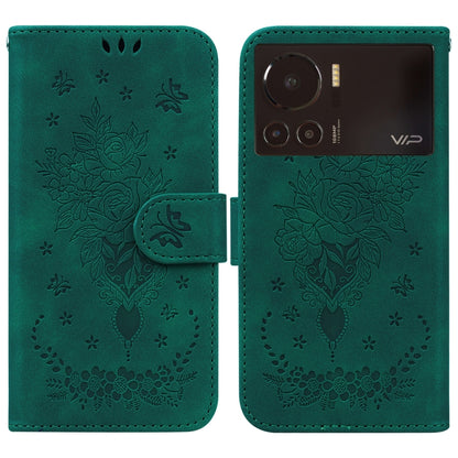 Butterfly Rose Embossed Leather Phone Case, For Infinix Hot 11 2022, For Infinix Note 12 VIP, For Tecno Spark 9 Pro