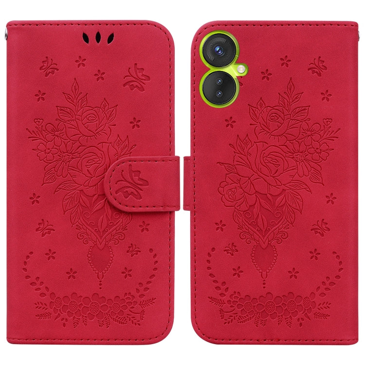 Butterfly Rose Embossed Leather Phone Case, For Infinix Hot 11 2022, For Infinix Note 12 VIP, For Tecno Spark 9 Pro
