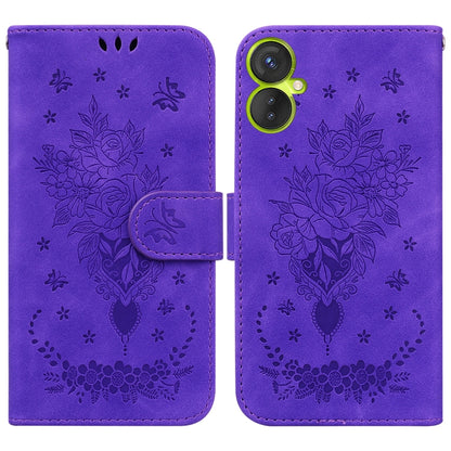 Butterfly Rose Embossed Leather Phone Case, For Infinix Hot 11 2022, For Infinix Note 12 VIP, For Tecno Spark 9 Pro