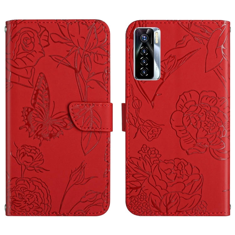 HT03 Skin Feel Butterfly Embossed Flip Leather Phone Case, For Tecno Camon 17 Pro, For Tecno Camon 17P, For Tecno Camon 18i, For Tecno Camon 18 P, For Tecno Camon 19 4G, For Tecno Camon 19 Pro 4G, For Tecno Pova 2, For Tecno Spark 8                    ...