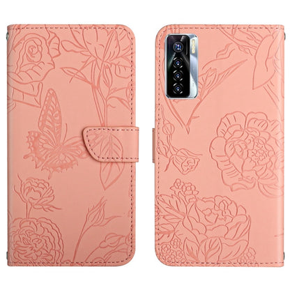 HT03 Skin Feel Butterfly Embossed Flip Leather Phone Case, For Tecno Camon 17 Pro, For Tecno Camon 17P, For Tecno Camon 18i, For Tecno Camon 18 P, For Tecno Camon 19 4G, For Tecno Camon 19 Pro 4G, For Tecno Pova 2, For Tecno Spark 8                    ...