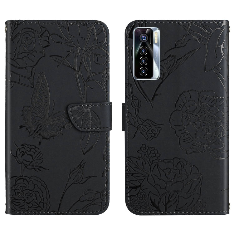 HT03 Skin Feel Butterfly Embossed Flip Leather Phone Case, For Tecno Camon 17 Pro, For Tecno Camon 17P, For Tecno Camon 18i, For Tecno Camon 18 P, For Tecno Camon 19 4G, For Tecno Camon 19 Pro 4G, For Tecno Pova 2, For Tecno Spark 8                    ...