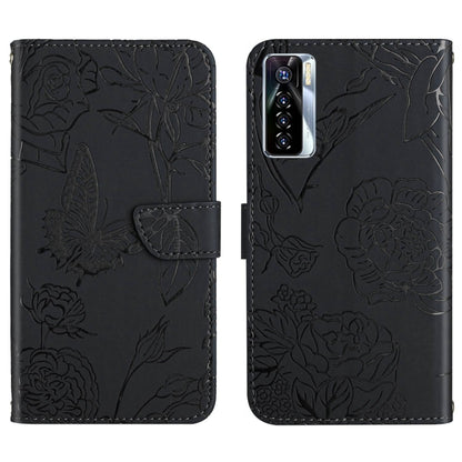 HT03 Skin Feel Butterfly Embossed Flip Leather Phone Case, For Tecno Camon 17 Pro, For Tecno Camon 17P, For Tecno Camon 18i, For Tecno Camon 18 P, For Tecno Camon 19 4G, For Tecno Camon 19 Pro 4G, For Tecno Pova 2, For Tecno Spark 8                    ...