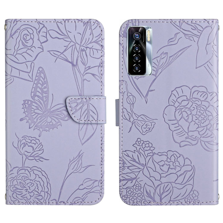 HT03 Skin Feel Butterfly Embossed Flip Leather Phone Case, For Tecno Camon 17 Pro, For Tecno Camon 17P, For Tecno Camon 18i, For Tecno Camon 18 P, For Tecno Camon 19 4G, For Tecno Camon 19 Pro 4G, For Tecno Pova 2, For Tecno Spark 8                    ...