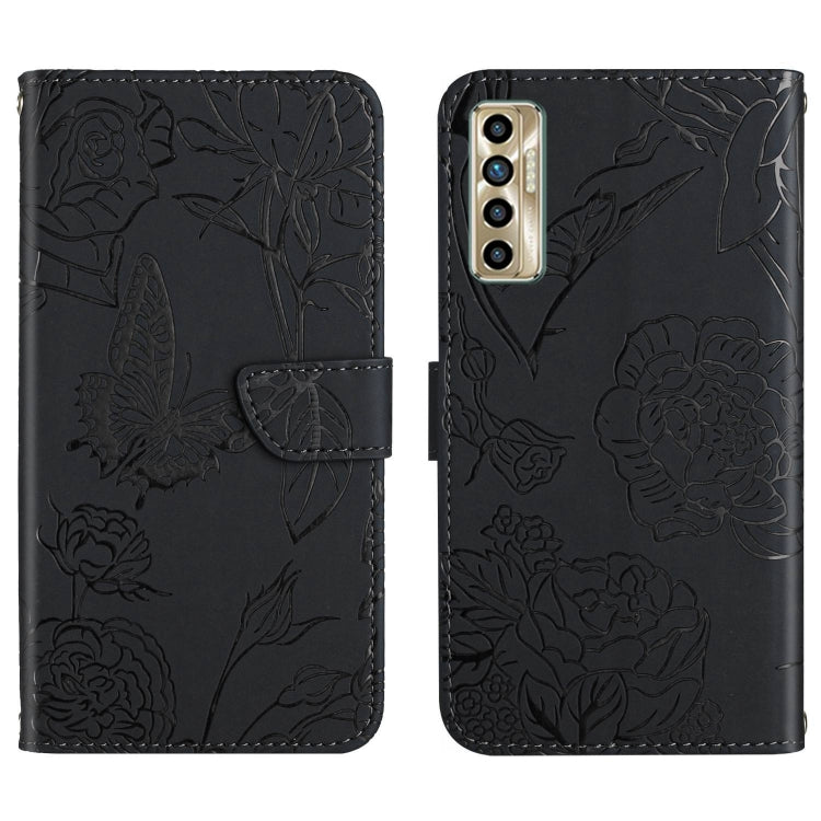 HT03 Skin Feel Butterfly Embossed Flip Leather Phone Case, For Tecno Camon 17 Pro, For Tecno Camon 17P, For Tecno Camon 18i, For Tecno Camon 18 P, For Tecno Camon 19 4G, For Tecno Camon 19 Pro 4G, For Tecno Pova 2, For Tecno Spark 8                    ...