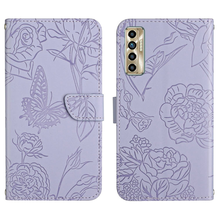 HT03 Skin Feel Butterfly Embossed Flip Leather Phone Case, For Tecno Camon 17 Pro, For Tecno Camon 17P, For Tecno Camon 18i, For Tecno Camon 18 P, For Tecno Camon 19 4G, For Tecno Camon 19 Pro 4G, For Tecno Pova 2, For Tecno Spark 8                    ...