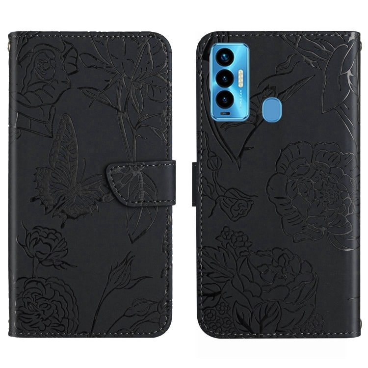 HT03 Skin Feel Butterfly Embossed Flip Leather Phone Case, For Tecno Camon 17 Pro, For Tecno Camon 17P, For Tecno Camon 18i, For Tecno Camon 18 P, For Tecno Camon 19 4G, For Tecno Camon 19 Pro 4G, For Tecno Pova 2, For Tecno Spark 8                    ...