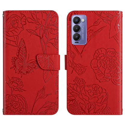 HT03 Skin Feel Butterfly Embossed Flip Leather Phone Case, For Tecno Camon 17 Pro, For Tecno Camon 17P, For Tecno Camon 18i, For Tecno Camon 18 P, For Tecno Camon 19 4G, For Tecno Camon 19 Pro 4G, For Tecno Pova 2, For Tecno Spark 8                    ...