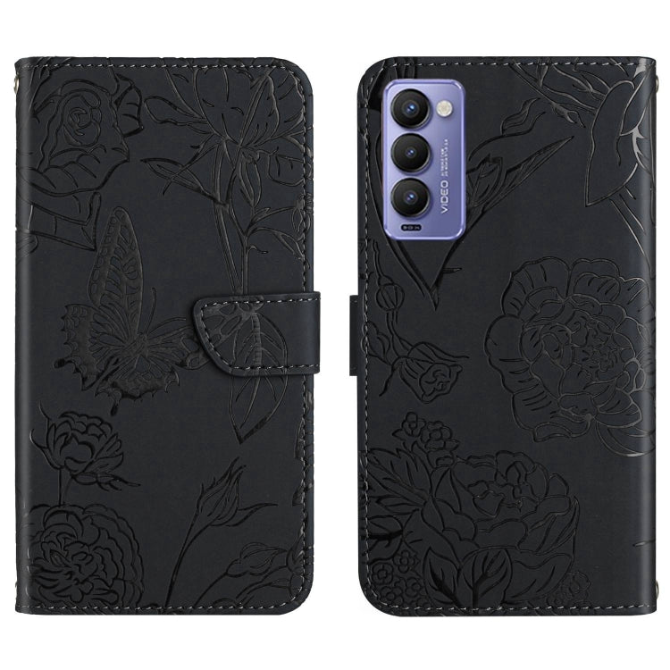HT03 Skin Feel Butterfly Embossed Flip Leather Phone Case, For Tecno Camon 17 Pro, For Tecno Camon 17P, For Tecno Camon 18i, For Tecno Camon 18 P, For Tecno Camon 19 4G, For Tecno Camon 19 Pro 4G, For Tecno Pova 2, For Tecno Spark 8                    ...