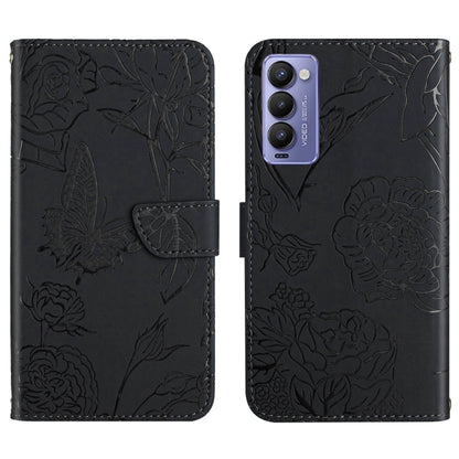 HT03 Skin Feel Butterfly Embossed Flip Leather Phone Case, For Tecno Camon 17 Pro, For Tecno Camon 17P, For Tecno Camon 18i, For Tecno Camon 18 P, For Tecno Camon 19 4G, For Tecno Camon 19 Pro 4G, For Tecno Pova 2, For Tecno Spark 8                    ...