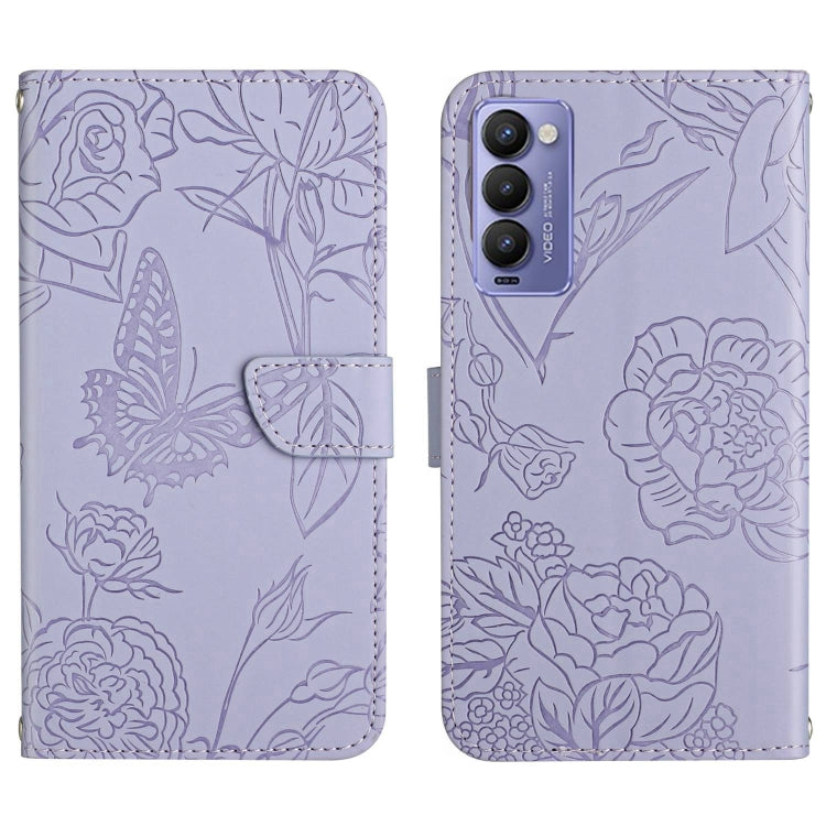 HT03 Skin Feel Butterfly Embossed Flip Leather Phone Case, For Tecno Camon 17 Pro, For Tecno Camon 17P, For Tecno Camon 18i, For Tecno Camon 18 P, For Tecno Camon 19 4G, For Tecno Camon 19 Pro 4G, For Tecno Pova 2, For Tecno Spark 8                    ...