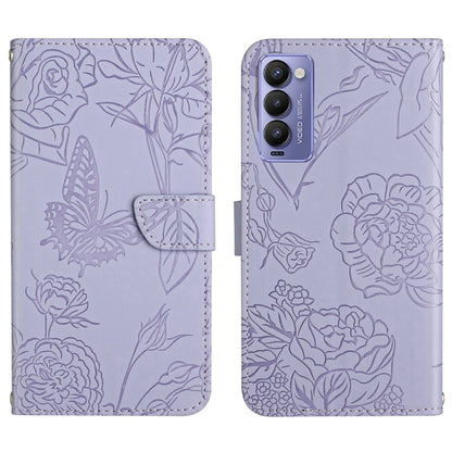 HT03 Skin Feel Butterfly Embossed Flip Leather Phone Case, For Tecno Camon 17 Pro, For Tecno Camon 17P, For Tecno Camon 18i, For Tecno Camon 18 P, For Tecno Camon 19 4G, For Tecno Camon 19 Pro 4G, For Tecno Pova 2, For Tecno Spark 8                    ...