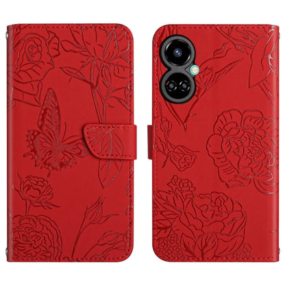 HT03 Skin Feel Butterfly Embossed Flip Leather Phone Case, For Tecno Camon 17 Pro, For Tecno Camon 17P, For Tecno Camon 18i, For Tecno Camon 18 P, For Tecno Camon 19 4G, For Tecno Camon 19 Pro 4G, For Tecno Pova 2, For Tecno Spark 8                    ...