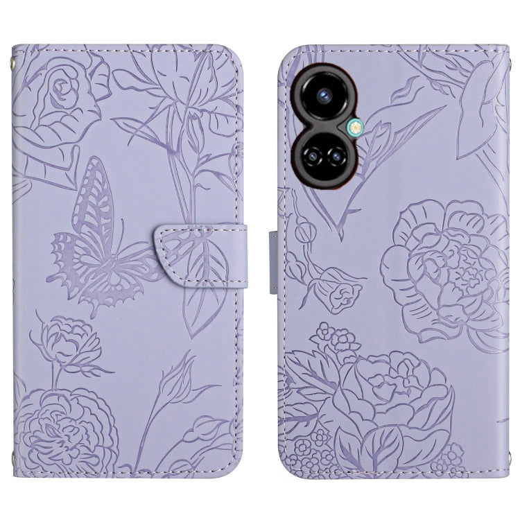 HT03 Skin Feel Butterfly Embossed Flip Leather Phone Case, For Tecno Camon 17 Pro, For Tecno Camon 17P, For Tecno Camon 18i, For Tecno Camon 18 P, For Tecno Camon 19 4G, For Tecno Camon 19 Pro 4G, For Tecno Pova 2, For Tecno Spark 8                    ...