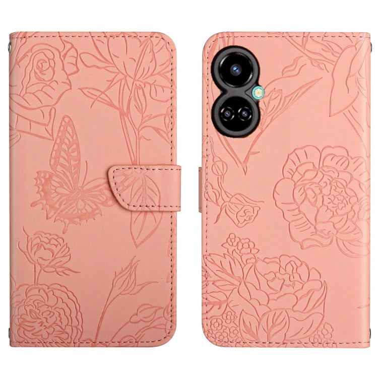 HT03 Skin Feel Butterfly Embossed Flip Leather Phone Case, For Tecno Camon 17 Pro, For Tecno Camon 17P, For Tecno Camon 18i, For Tecno Camon 18 P, For Tecno Camon 19 4G, For Tecno Camon 19 Pro 4G, For Tecno Pova 2, For Tecno Spark 8                    ...