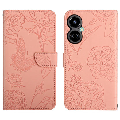 HT03 Skin Feel Butterfly Embossed Flip Leather Phone Case, For Tecno Camon 17 Pro, For Tecno Camon 17P, For Tecno Camon 18i, For Tecno Camon 18 P, For Tecno Camon 19 4G, For Tecno Camon 19 Pro 4G, For Tecno Pova 2, For Tecno Spark 8                    ...